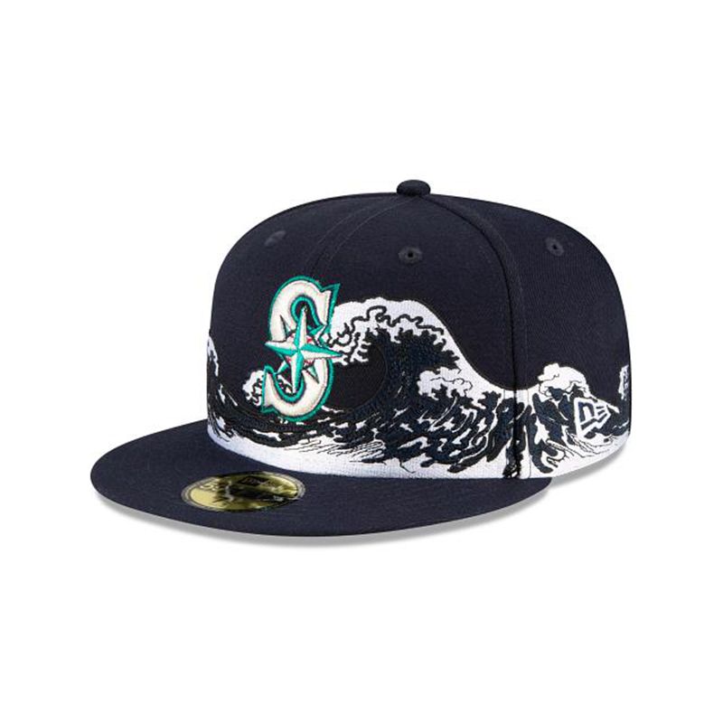 MLB Seattle Mariners Wave 59Fifty Fitted (WUG8660) - Blue New Era Caps